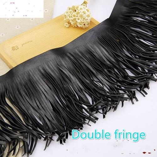 15CM Black Suede Leather tassel lace skirt garment bag handmade DIY hem accessories Half a yard -1 yards