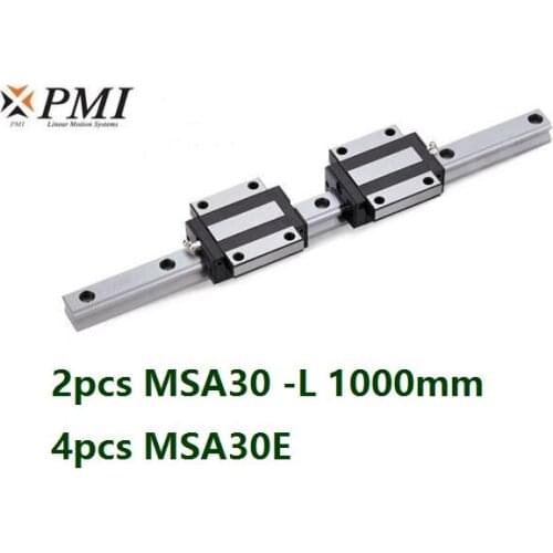 2pcs origial Taiwan PMI MSA30 -L 1000mm linear guide + 4pcs MSA30E flange carriage blocks for CNC router