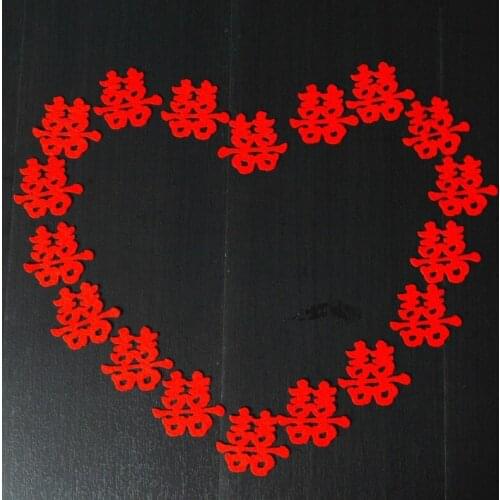 36 PCS/lot Non-woven Mini Wedding Decorative Paper-cut Red Double Happiness Marriage Supply Hand-throwing Candy Plate decor