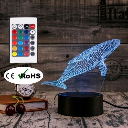 3D Led Novety Lighting Creative Gift Night Light Table Lamp Bedside Whale Light Led Home Corridor Hotel Party Atmosphere Lights