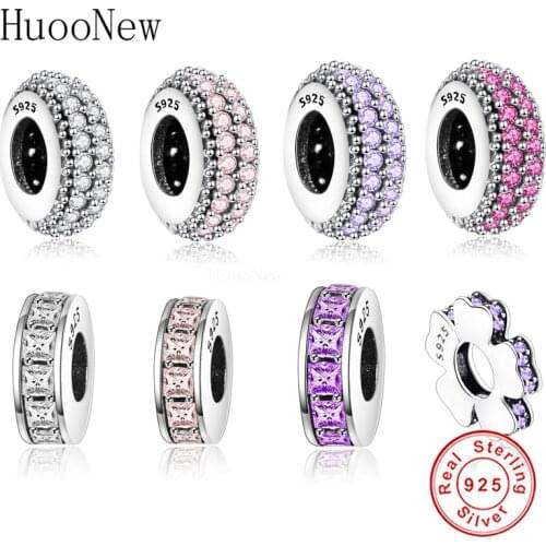 Abstract Zircon Spacer Charm Rings Beads Pulsera Fit Original Pandora Charms Bracelet 2020 Winter 925 Silver Jewelry Gift Bangle