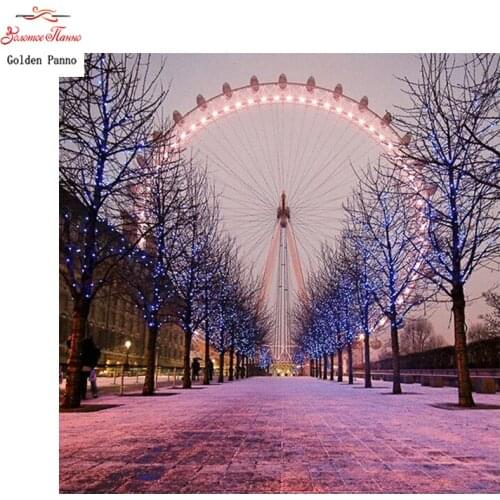 DIY Diamond Embroidery Ferris wheel Landscape Cross Stitch 5D Full Diamond landcape diamond painting rhinestone love gift