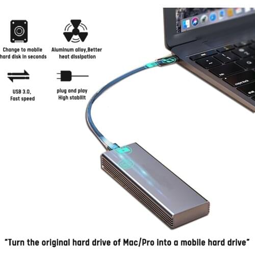 Aluminum Alloy USB Type-C to 16+12 Pin Mobile Box HDD Enclosure for Air Pro 2013-2017 SSD Portable Case Hot Sale