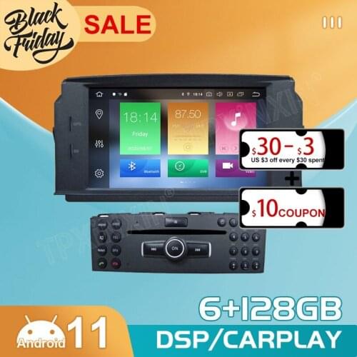 Android 11 6G+128G Carplay For Mercede-Benz C-Class C180 C200 C230 GPS Car Navigation Multimedia Video Stereo DVD Player Radio