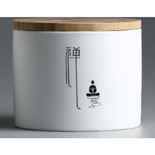 Zen Tea Canister With Wood Lid Sealed Storage Bottles Spice Food Jars Portable Pu'er Tea Caddy Travel Tea Cans Pot
