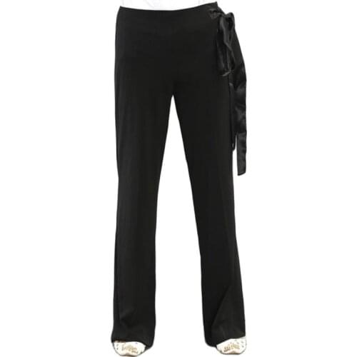 Modern Dance Ballroom Dancing Lady Clothing Pants Straight Ribbon Dance Pants Professional Adult Latin Dance Training Pant