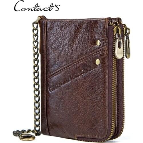 Genuine leather wallets for men RFID short wallet zipper mens small coin purse male portomonee card holder Men Wallet Clutch