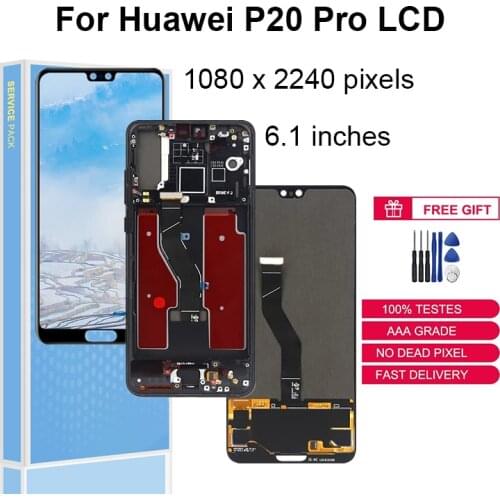 Original P20pro For Huawei P20 Pro Lcd Display Touch Screen Digitizer Assembly PCLT-L29 CLT-AL01 Replacement Parts With Frame