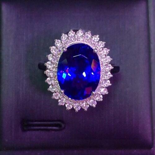 E405 Tanzanite Ring Fine Jewelry Pure 18K Gold Natural Tanzanite Gemstones 4.6ct Diamonds Female Anniversary Gift Fine Rings