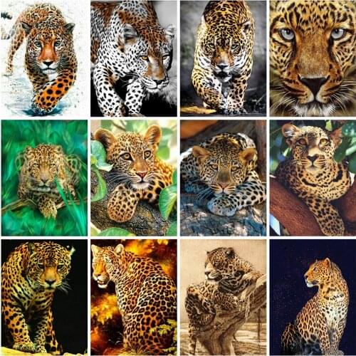EverShine Diamond Painting Animals Cross Stitch Diamond Embroidery Leopard Rhinestnes Art Bead Picture Kits Home Decoration