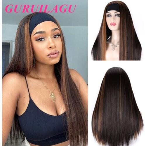 GURUILAGU Headband Wig P4/30 Mixed Ombre Honey Blonde Wig Black/27/613/118 Straight Wigs for Women Highlight Natural Wigs Women