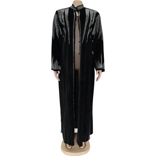 Abaya Dubai Maxi African Golden velvet Design Loose Robe Muslim Dress Lady Party Sequins European Clothes American Clothing