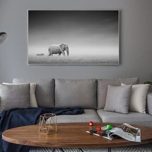 Modern Style Landscape Animals Elephant Corridors Boy Canvas Painting Sofa Background Wall Picture Poster Living Room Decoration