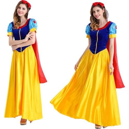 Princess snow white cosplay costume headband cloak fancy dress Adult Snow White Costume Carnival Halloween Costumes petticoat