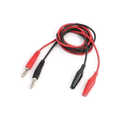 Multimeter Male Banana Plug to Alligator Clamp Clip Probe Test Cable 1M Pair
