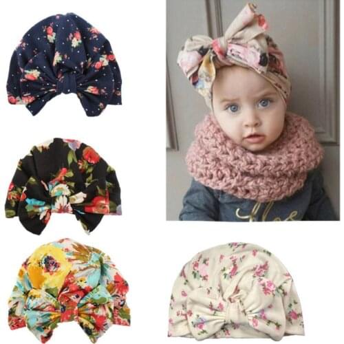 2020 New Cute Girls Boys Baby Child Bowknot Hat Stretchy Turban Casual Hat Hair Head Wrap Cap Baby accessories