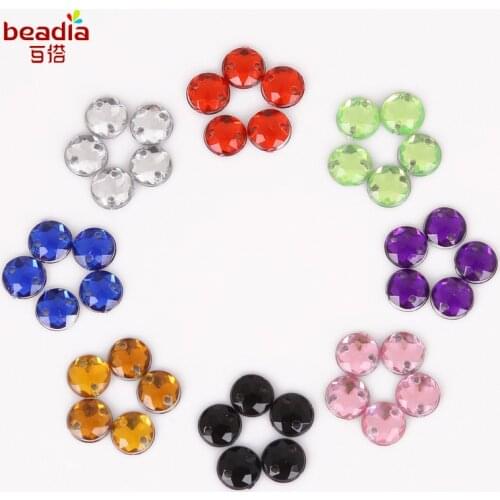New Arrival!! Many Color Round Shape Double hole Fall Horn Side Flat Acrylic Jewel For Women Jewelry accessories DIY Craft 8mm