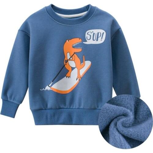 Bambino 2-9Years Little Boys Clothing Baby Costume 2021 New Year Warm Winter Children Tops Fleece Dinosaur Sweatshirts