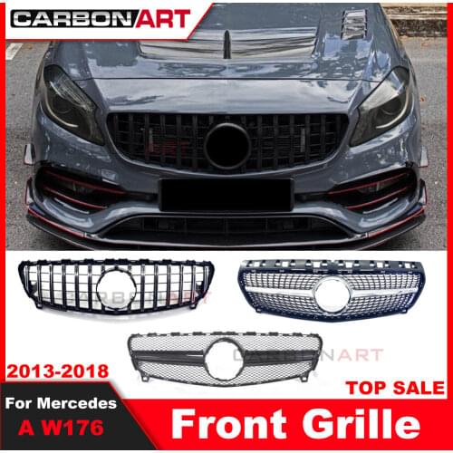 A class W176 amg A45 Style Grille Black Silver For A Class W246 Front Bumper Racing Grill benz 2013-2015 A180 A200 A220 GRILL