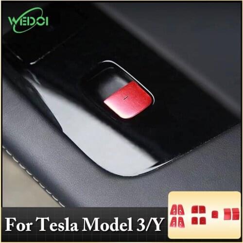 WEDOI Car Window Lift Button Switch For Tesla Model 3/Y Car Open Door Button Stickers Reminder Door Armrest Stickers
