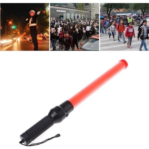 Plastic Traffic Wand Powerful LED Flashlight Torch 3 Modes Strobe Setting
