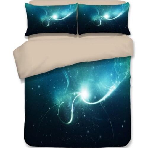 Bright Starry Sky 3-Piece Bedding Set 3D Personalized Printing Stars Universe Soft Quilt Cover Pillowcase