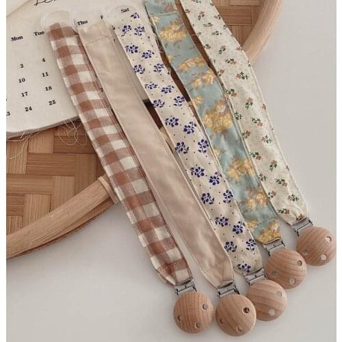 Newborn Pacifier Chain Printing Cotton Cloth Nipple Holder Leash Strap Belt Soother Nursing Teether Dummy Clip