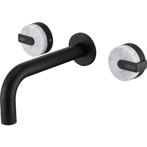 Luxury Top Quality Brass Bathroom sink faucet Black White Basin mixer faucet Copper 2 Handle 3 Hole Wall mounted Bathroom Tap