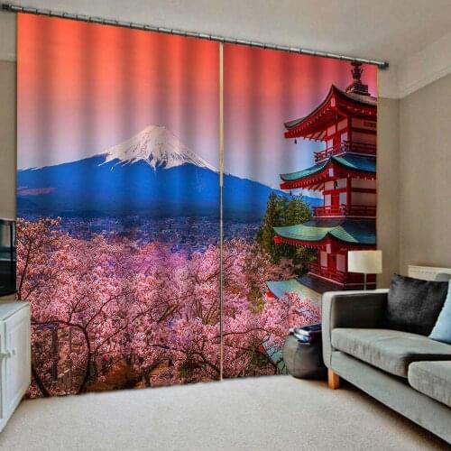 Pink curtains Cherry blossoms Luxury 3D Window Curtains Living Room wedding bedroom building curtains