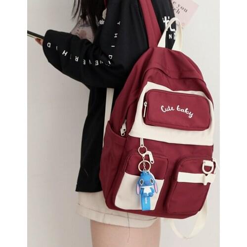 Embroidery Panelled Women Backpack Female Multi-pockets School Bags for Teenage Girls Fashion Ladies School Backpacks Feminina