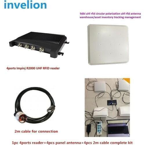 Cheapest timing setup 4ports impinj r2000 UHF RFID reader working with 4pcs 9dbi high gain antenna timing tracking system