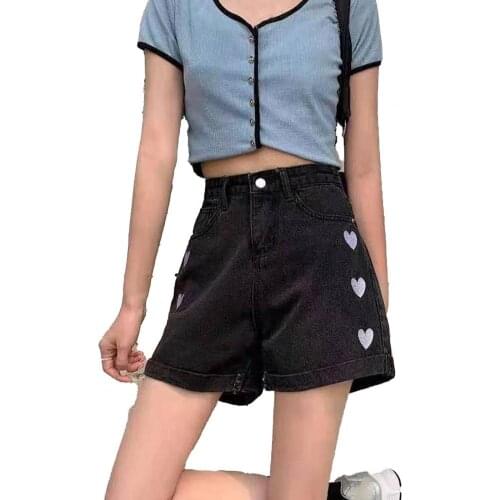 Women Shorts Summer Wide Leg Embroidered Summer High Waist Loose Shorts Sports Streetwear Women Clothing Summer 2021 шорты