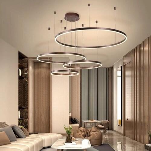 Modern Rings LED Pendant Lights For Living Dining Room Circle Acrylic Aluminum Body LED Ceiling Lights Fixtures Indoor lighting