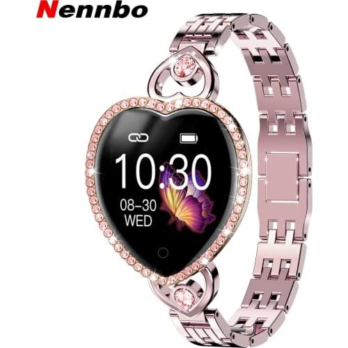 New T52S Women Smart Watch Fashion Diamond Setting Heart Shape Smartwatch Fitness Tracking Heart Rate Detection Weather Display
