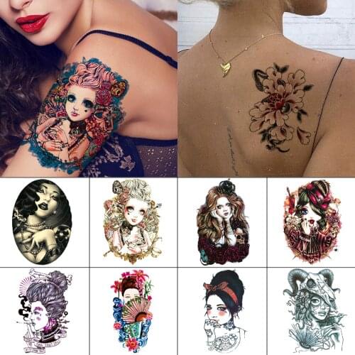 Temporary tattoo stickers Flower sexy body art tattoo Comic Ancient woman fashion cute waterproof tattoos for women and girls