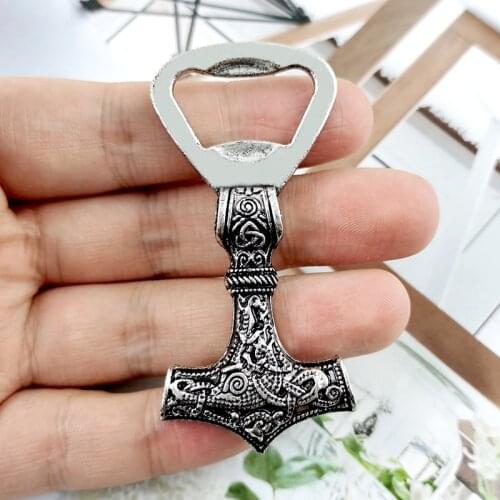 High Quality Handmade Viking Rune Hammer Bottle Opener Viking Pendant Thors Hammer Mjolnir Bottle Opener Norse Beer Tool