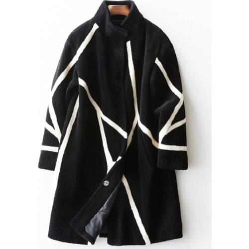Fur Shearling Sheep Winter Jacket Women Clothes Real Fur Coat 100% Wool Jacket Korean Elegant Long Coat Abrigo Mujer ZT646