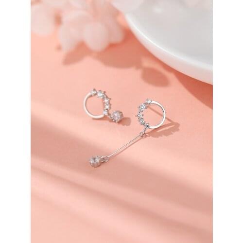 925 sterling silver circle design earrings for female temperament niche earrings fashion asymmetric earrings for modern women