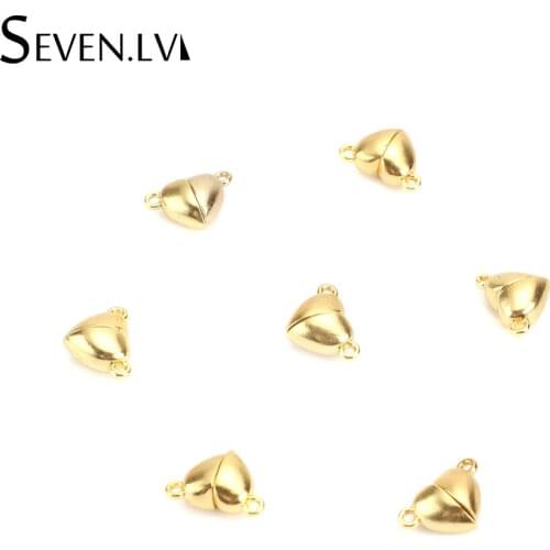 10pcs / Set Fashion Gloden Alloy Steel Heart Magnet Charm Jewelry Bracelet Necklace Accessories Wholesale