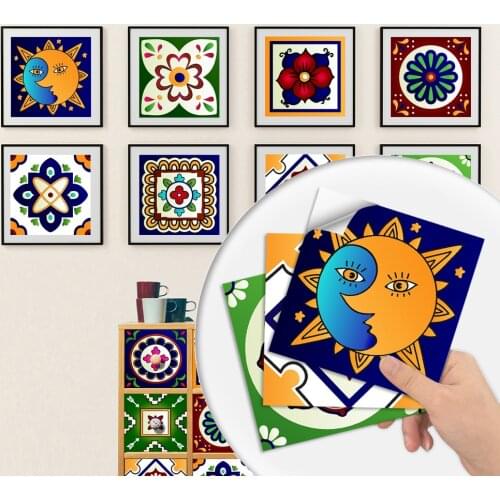 10pcs/set Floral Pattern Matte Surface Wall Sticker Non-slip Film For Tiles /Ground in Kitchen Backsplash PVC Peel & Stick Decor