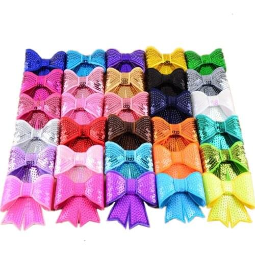 Wholesale 120Pcs/Lot 3" Sequin Bow Knot Applique Embroideried Hair Accessories Girls Boutique Headwear DIY Craft HDJ13