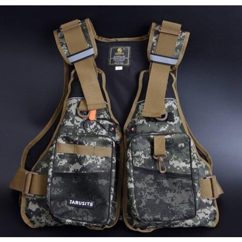 2pcs Buoyancy Windproof Fly Fishing Vest Life Clothing Vest with Emergency Whistle Breathable Lifejacket Aid Sailing Camouflage