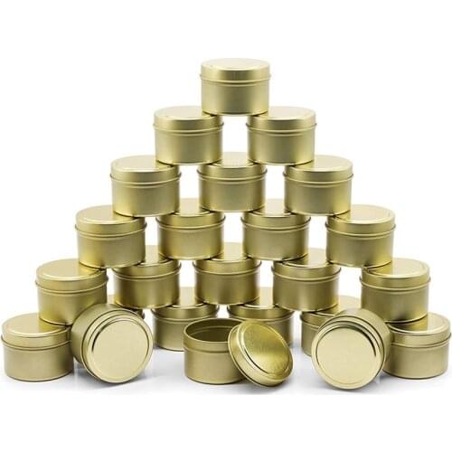 24Pcs Candle Container Round Tin Can 6.5 X 4.5Cm Retro Candle Box With Lid,For Travel Storage, Camping Candle Making
