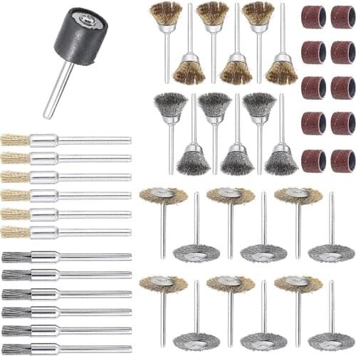 47pcs Wire Brushes Tool Router Stainless Steel/Brass Wire Wheels Polishing Brushes 6/15/25mm For Metal Surface Working