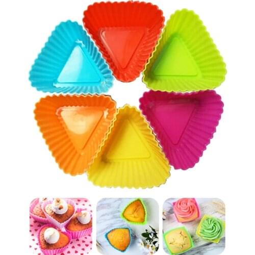 6Pcs Silicone Cupcake Mold Round Shaped Heart Star Flower Cake Molds Reusable Non-Stick Heat Resistant Candy Diy Bakeware Tools