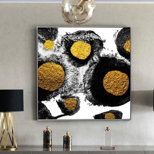 Abstract Wall Art Canvas Prints Golden Point Canvas Art Paintings Black And White Posters And Prints For Living Room Cuadros