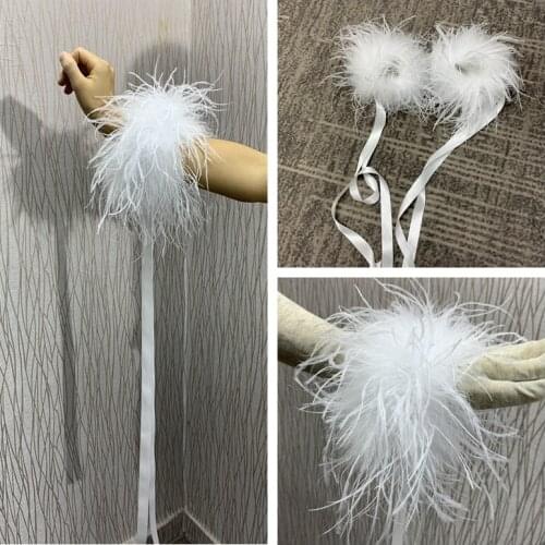 Wrist accessary for ballroom dance dress bracelet with ostrich feathers
