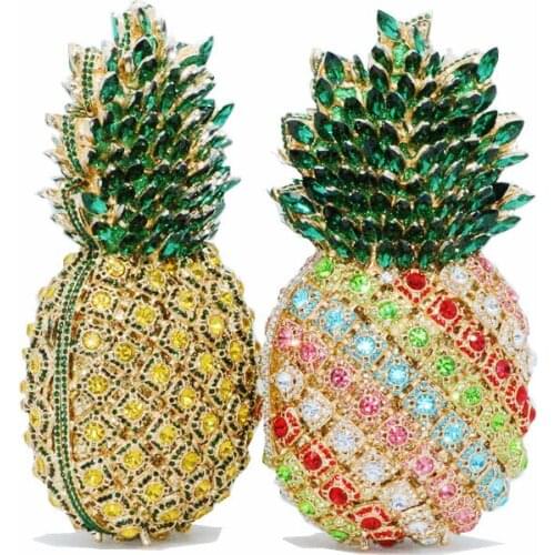DG Peafowl Fruits Pineapple Crystal Evening Bag Dazzling Diamond Party Lady Purses Handbags BL2021