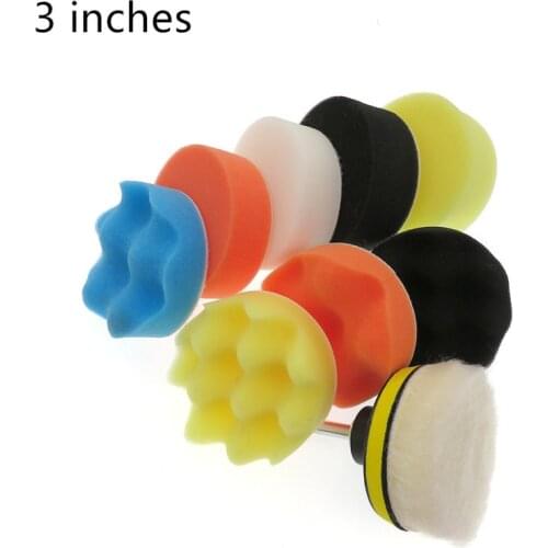 3inch Car Polishing Disc 11Pcs Buffing Waxing Sponge Wool Wheel Polishing Pad for Car Polisher Drill Adapter Polishing Pads
