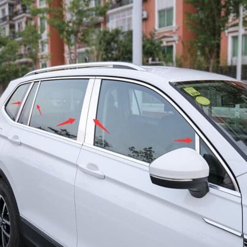 For Volkswagen VW Tiguan MK2 2016-2018 2019 Accessories Window Pillar Strip Cover Trim Stainless Steel Center Pillars Sticker